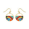 Boucles d'oreille sur Artemare : Boucles d'oreille Stella Mia en acier dor&eacute; jaune motif r&eacute;sine multicouleur