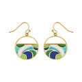 Boucles d'oreille sur Artemare : Boucles d'oreille Stella Mia en acier dor&eacute; jaune motif r&eacute;sine verte et bleue