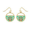 Boucles d'oreille sur Artemare : Boucles d'oreille Stella Mia en acier dor&eacute; jaune motif r&eacute;sine verte et rouge