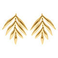 Boucles d'oreille sur Artemare : Boucles d'oreille tige en acier dor&eacute; pendantes motif feuillage