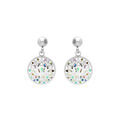 Boucles d'oreille Stella Mia en acier dor&eacute; jaune ronde motif r&eacute;sine et nacre multicouleur
