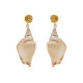Boucles d'oreille tige en acier dor&eacute; coquillage Artemare