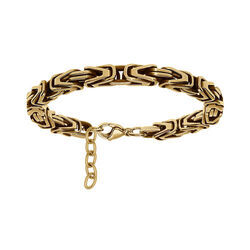 Bracelet en acier dor&eacute; maille royale lapid&eacute;e - 20cm+2cm