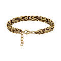 Bracelet en acier dor&eacute; maille royale lapid&eacute;e - 20cm+2cm