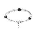 Bracelet en acier lewis elastique perles imitation blanches et noires - 18+3cm Artemare