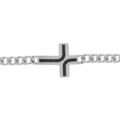 Bracelet en acier brillant maille gourmette 5mm avec croix r&eacute;sine noire - 21cm Artemare