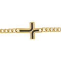 Bracelet en acier dor&eacute; maille gourmette avec croix r&eacute;sine noire - 21cm Artemare