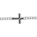 Bracelet en acier satin&eacute;e maille gourmette 5mm avec croix r&eacute;sine noire - 21cm
