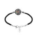 Bracelet Stella Mia en acier t&ecirc;te de mort r&eacute;sine multi couleur et nacre cordon noir - 16+3cm