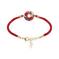 Bracelet Stella Mia en acier dor&eacute; jaune r&eacute;sine rouge cordon rouge 16+3cm
