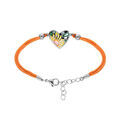 Bracelet Stella Mia : C?ur en r&eacute;sine sur cordon orange - 16+3cm