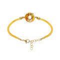 Bracelet Stella Mia en acier dor&eacute; jaune r&eacute;sine orang&eacute; cordon jaune - 16+3cm