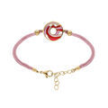 Bracelet Stella Mia en acier dor&eacute; jaune r&eacute;sine rose cordon rose - 16+3cm