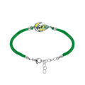 Bracelet Stella Mia en acier goutte nacre et r&eacute;sine bleue verte cordon vert - 16+3cm Artemare