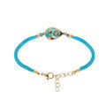 Bracelet Stella Mia enacier dor&eacute; jaune goutte r&eacute;sine bleu vert cordon coton turquoise - 16+3cm