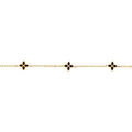 Bracelet en acier dor&eacute; trois fleurs r&eacute;sine noire - 16+3cm Artemare