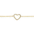 Bracelet en acier dor&eacute; avec coeur contour d'oxydes blancs - 16+3cm Artemare