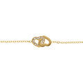 Bracelet en acier dor&eacute; avec double coeur entrelac&eacute; un lisse et un avec contour d'oxydes blancs - 16+3cm Artemare