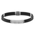 Bracelet en acier et caoutchouc et c&acirc;ble noir - 20+1cm double fermoir Artemare