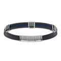 Bracelet en acier et caoutchouc et c&acirc;ble bleu - 20+1cm double fermoir Artemare