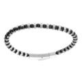 Bracelet en acier et perle agate noire v&eacute;ritable 4mm - fermoir- 20cm