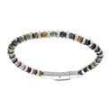 Bracelet en acier et perle agate v&eacute;ritable 4mm - fermoir - 20cm