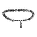 Bracelet en acier boules de 6mm obsidienne neige - 19+3cm