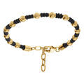 Bracelets sur Artemare : Bracelet en acier dor&eacute; et corde noire - 19+3cm