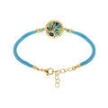 Bracelet Stella Mia en acier dor&eacute; jaune r&eacute;sine bleue et verte cordon bleu - 16+3cm