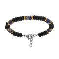 Bracelet en acier de boules de pierre de lave et de rondelles sodalite et dor&eacute; - 19+3cm