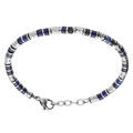 Bracelet en acier rondelles lapis lazuli bleu v&eacute;ritable - 19+3cm