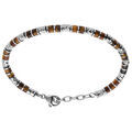 Bracelets sur Artemare : Bracelet en acier rondelles oeil de tigre marron v&eacute;ritable - 19+3cm