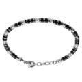 Bracelet en acier rondelles agate noire v&eacute;ritable - 19+3cm