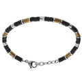 Bracelet en acier rondelles pierre de lave et PVD marron - 19+3cm Artemare