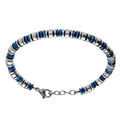 Bracelet en acier rondelles et PVD bleu - 20+3cm