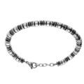 Bracelets sur Artemare : Bracelet en acier rondelles h&eacute;matite v&eacute;ritable - 20+3cm