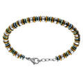 Bracelet en acier rondelles PVD vert et dor&eacute; jaune - 20+3cm Artemare