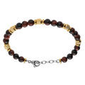 Bracelet en acier oeil de tigre marron et dor&eacute; jaune - 19+3cm