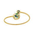 Bracelet Stella Mia en acier dor&eacute; jaune jonc flexible r&eacute;sine verte et bleue Artemare
