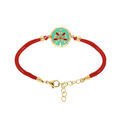 Bracelet Stella Mia en acier dor&eacute; jaune r&eacute;sine verte et rouge cordon rouge - 16+3cm Artemare