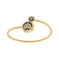 Bracelet Stella Mia en acier dor&eacute; jaune jonc flexible r&eacute;sine noire et blanche