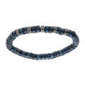 Bracelet extensible rondelles jaspe reconstitu&eacute; teint&eacute; bleu