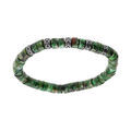Bracelet extensible rondelles jaspe reconstitu&eacute; teint&eacute; vert
