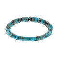 Bracelet extensible rondelles jaspe reconstitu&eacute; teint&eacute; turquoise