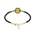 Bracelet stella mia en acier dor&eacute;r&eacute;sine fond noir fleur de lotus cordon noir - 16+3cm Artemare