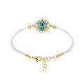 Bracelet stella mia en acier dor&eacute; r&eacute;sine fond blanc fleur de lotus cordon blanc - 16+3cm Artemare