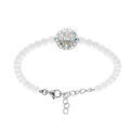 Bracelet Stella Mia en acier fleur de lotus r&eacute;sine et nacre boules blanches - 16+3cm Artemare
