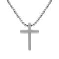 Collier en acier cha&icirc;ne jaseron avec pendentif croix satin&eacute;e 20 x 12mm - 45+5cm