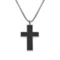 Collier en acier cha&icirc;ne jaseron pendentif croix carbone 25x16mm - 50+5cm Artemare