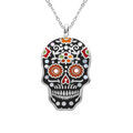 Collier Stella Mia en acier pendentif t&ecirc;te de mort r&eacute;sine multi couleur et nacre - 45+10cm